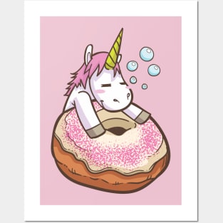 Donut disturb - Cute little unicorn on a donut enjoying life and not wanting to be disturbed you and your kids would love! - Available in stickers, clothing, etc Posters and Art